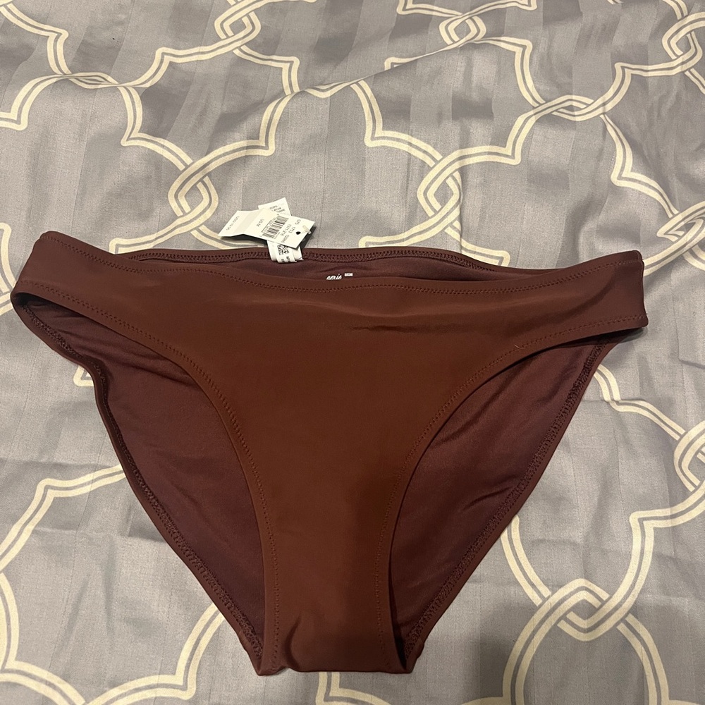 Women's Aerie Brown High-Leg Bikini Bottom. Liner removed. Never worn. Size M.